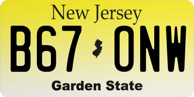 NJ license plate B67ONW