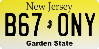 NJ license plate B67ONY