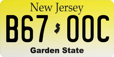 NJ license plate B67OOC