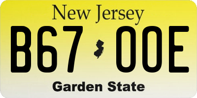 NJ license plate B67OOE