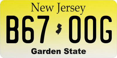 NJ license plate B67OOG