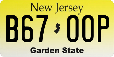 NJ license plate B67OOP
