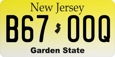 NJ license plate B67OOQ
