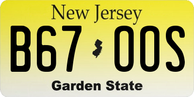 NJ license plate B67OOS