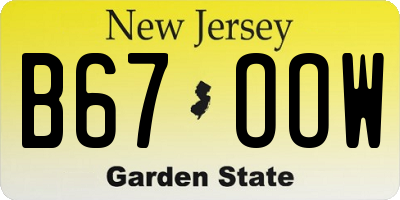 NJ license plate B67OOW