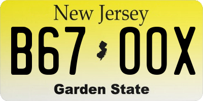 NJ license plate B67OOX