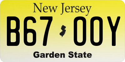 NJ license plate B67OOY