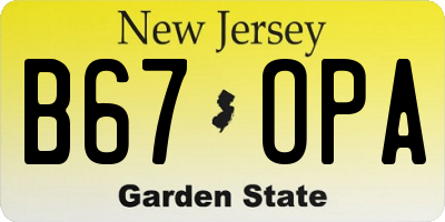 NJ license plate B67OPA