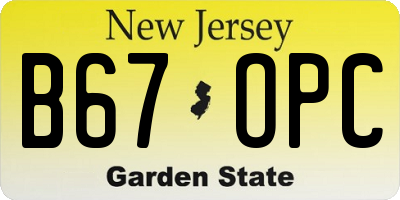 NJ license plate B67OPC