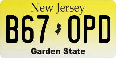 NJ license plate B67OPD