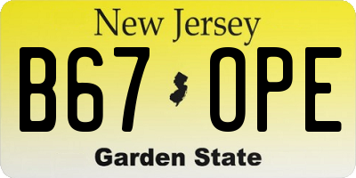 NJ license plate B67OPE