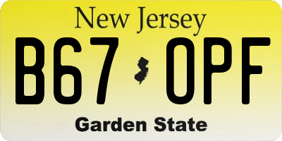 NJ license plate B67OPF