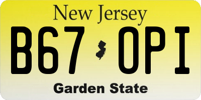 NJ license plate B67OPI