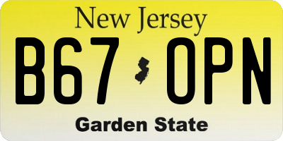 NJ license plate B67OPN