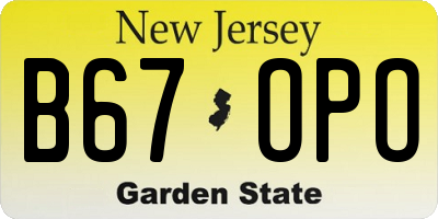 NJ license plate B67OPO