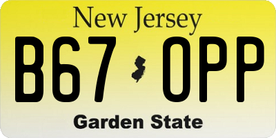 NJ license plate B67OPP