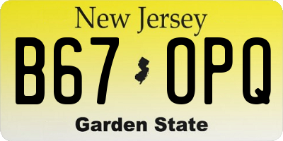 NJ license plate B67OPQ