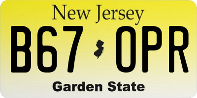 NJ license plate B67OPR