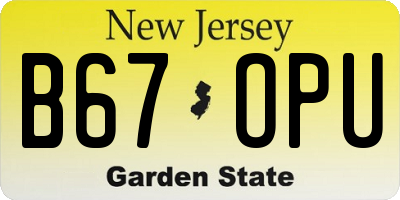 NJ license plate B67OPU