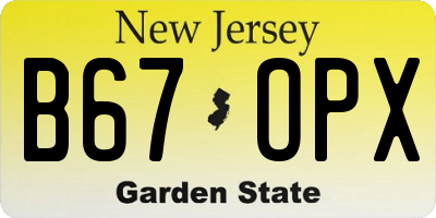 NJ license plate B67OPX