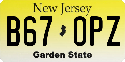 NJ license plate B67OPZ