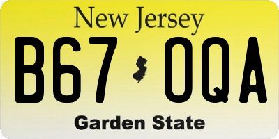 NJ license plate B67OQA