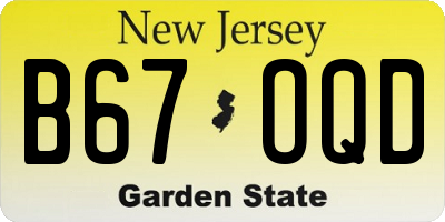 NJ license plate B67OQD