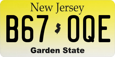 NJ license plate B67OQE