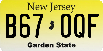 NJ license plate B67OQF