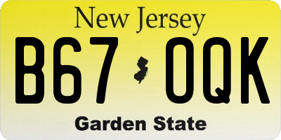 NJ license plate B67OQK