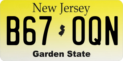 NJ license plate B67OQN