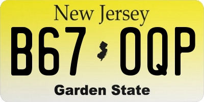 NJ license plate B67OQP