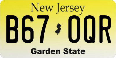 NJ license plate B67OQR