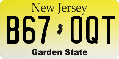 NJ license plate B67OQT