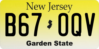 NJ license plate B67OQV