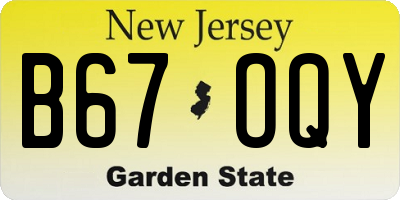 NJ license plate B67OQY