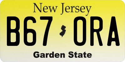 NJ license plate B67ORA
