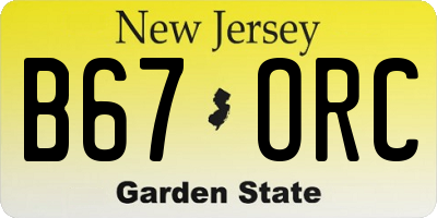 NJ license plate B67ORC