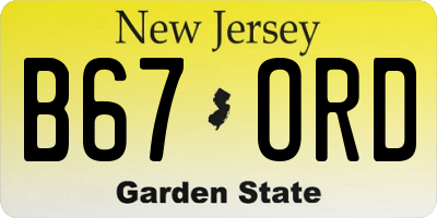 NJ license plate B67ORD