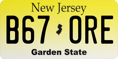 NJ license plate B67ORE