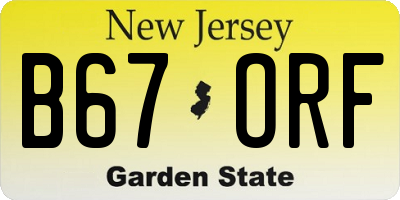 NJ license plate B67ORF