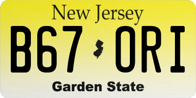 NJ license plate B67ORI