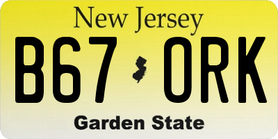 NJ license plate B67ORK
