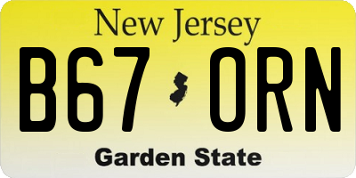 NJ license plate B67ORN