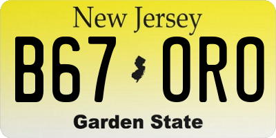 NJ license plate B67ORO