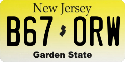 NJ license plate B67ORW