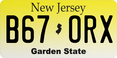 NJ license plate B67ORX
