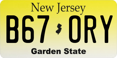 NJ license plate B67ORY
