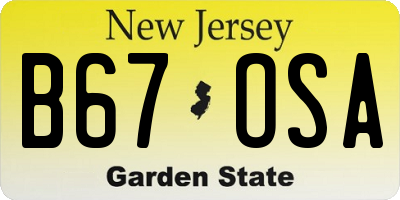 NJ license plate B67OSA