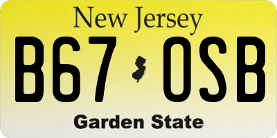 NJ license plate B67OSB
